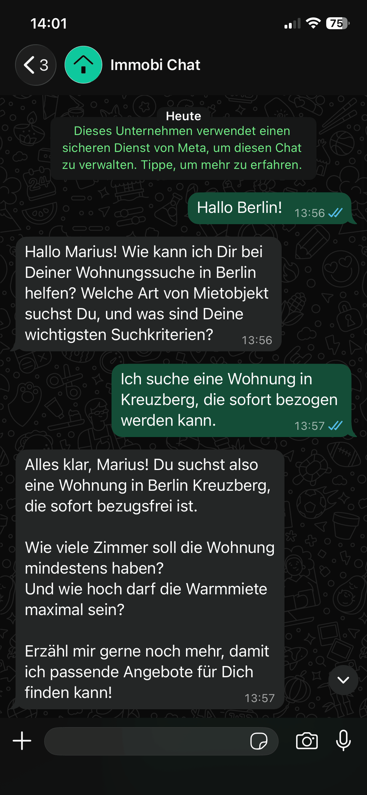 WhatsApp-Chat: Wohnungssuche per Nachricht starten