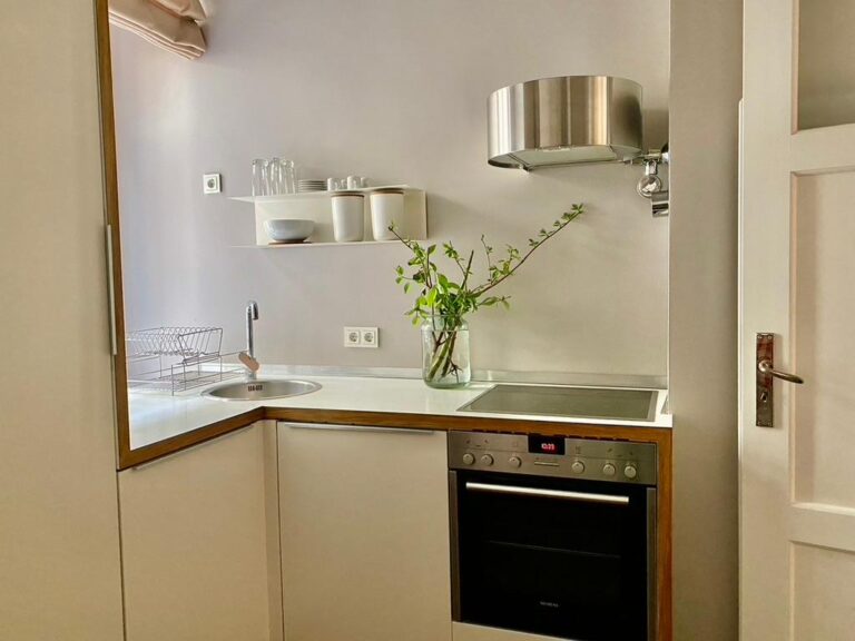 Helle 2-Zimmer-Altbauwohnung (56 m²) im EG rechts, komplett möbliert mit EBK, Duschbad, Terrasse & Keller. Kaltmiete 1.500 € + 100 € BK + 100 € HK, Kaution 3 KM. Toplage Berlin-Mitte, Almstadtstraße, wenige Schritte zum Alexanderplatz mit bester ÖPNV-Anbindung & vielfältigem Umfeld.